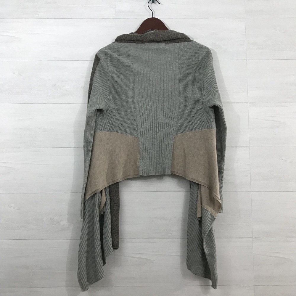 Sparrow Ribbed Patchwork Open Front Drape Cardigan - Picture 7 of 8